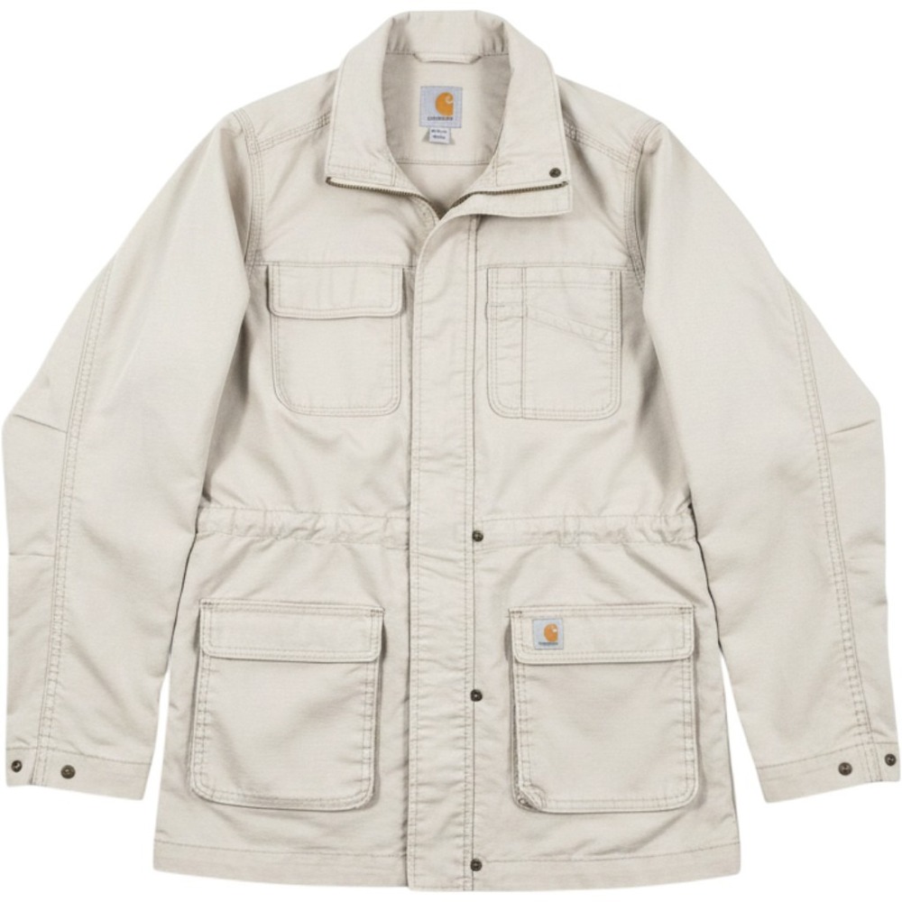 Carhartt Womens Medium Tan Ripstop Utility Field Jacket Chore Coat Beige Canvas